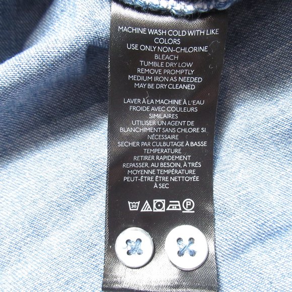 Anthropologie Pilcro Blue Denim Tie-Neck Blouse - XXS 2XS 00 - Picture 9 of 10